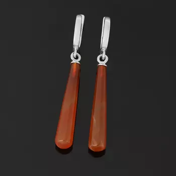 Серьги сердолик (серебро 925 пр. родир. бел.)