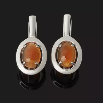 Серьги сердолик (серебро 925 пр. родир. бел.)