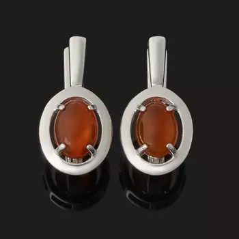 Серьги сердолик (серебро 925 пр. родир. бел.)