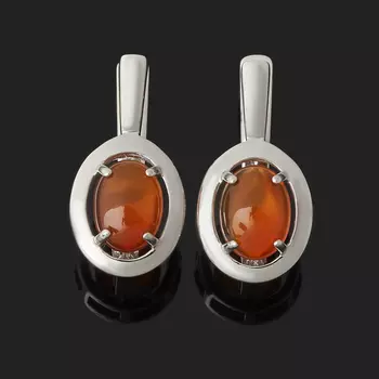 Серьги сердолик (серебро 925 пр. родир. бел.)