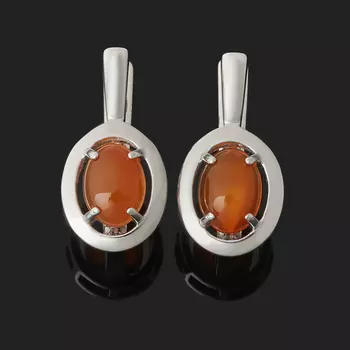 Серьги сердолик (серебро 925 пр. родир. бел.)