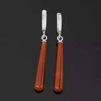 Серьги сердолик (серебро 925 пр. родир. бел.)