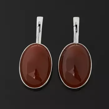 Серьги сердолик (серебро 925 пр. родир. бел.)