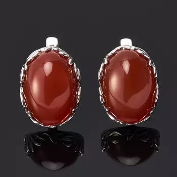 Серьги сердолик (серебро 925 пр. родир. бел.)