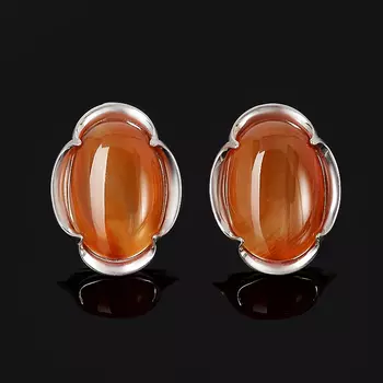 Серьги сердолик (серебро 925 пр. родир. бел.)