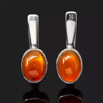 Серьги сердолик (серебро 925 пр. родир. бел.)