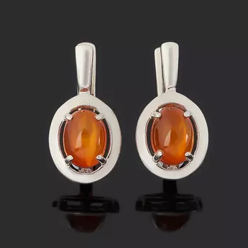 Серьги сердолик (серебро 925 пр. родир. бел.)