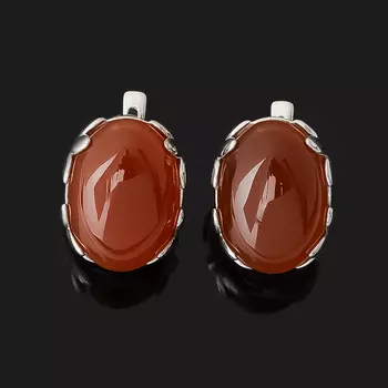 Серьги сердолик (серебро 925 пр. родир. бел.)