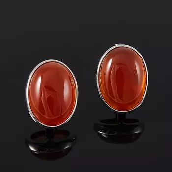 Серьги сердолик (серебро 925 пр. родир. бел.)