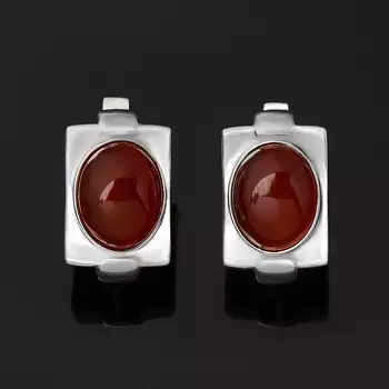 Серьги сердолик (серебро 925 пр. родир. бел.)