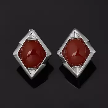 Серьги сердолик (серебро 925 пр. родир. бел.)