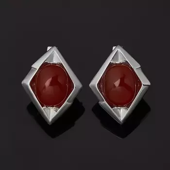 Серьги сердолик (серебро 925 пр. родир. бел.)