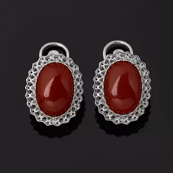Серьги сердолик (серебро 925 пр. родир. бел.)