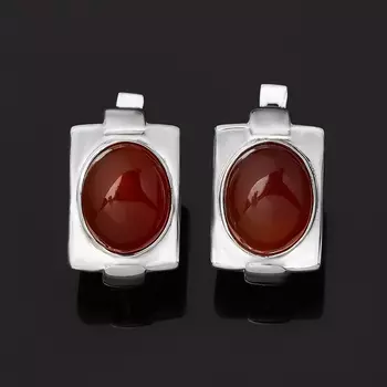 Серьги сердолик (серебро 925 пр. родир. бел.)