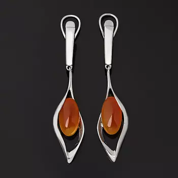Серьги сердолик (серебро 925 пр. родир. бел.)