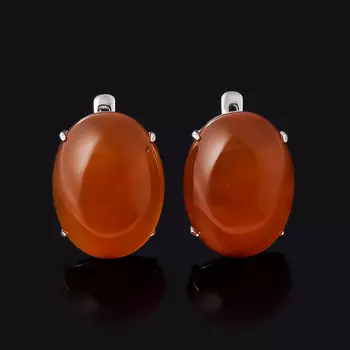Серьги сердолик (серебро 925 пр. родир. бел.)
