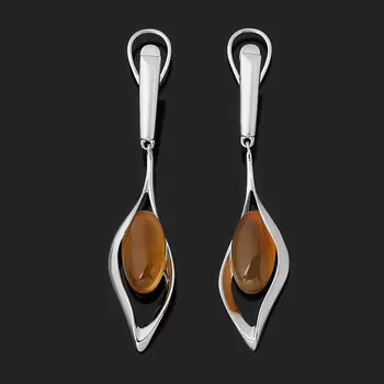 Серьги сердолик (серебро 925 пр. родир. бел.)