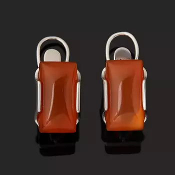 Серьги сердолик (серебро 925 пр. родир. бел.)