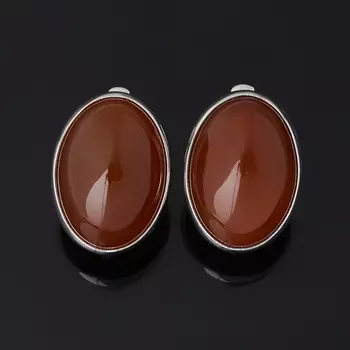Серьги сердолик (серебро 925 пр. родир. бел.)