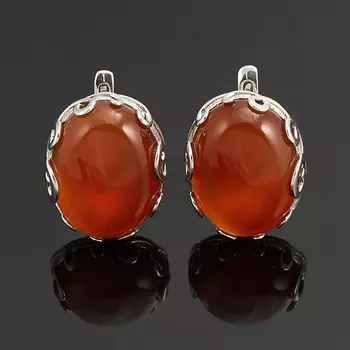 Серьги сердолик (серебро 925 пр. родир. бел.)
