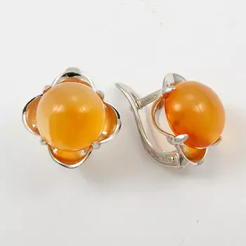 Серьги сердолик (серебро 925 пр. родир. бел.)