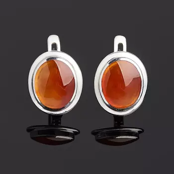 Серьги сердолик (серебро 925 пр. родир. бел.)