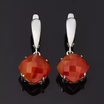 Серьги сердолик (серебро 925 пр. родир. бел.) огранка