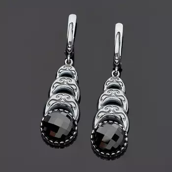 Серьги шпинель огранка (серебро 925 пр. родир. черн.)