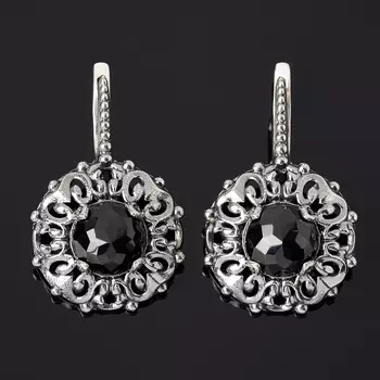 Серьги шпинель огранка (серебро 925 пр. оксидир.)