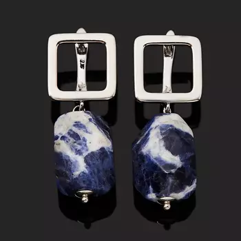 Серьги содалит (биж. сплав родир. бел.) огранка