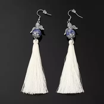 Серьги содалит (текстиль, сталь хир., биж. сплав)