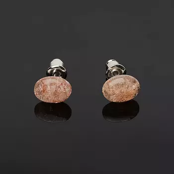 Серьги солнечный камень пуссеты (биж. сплав)