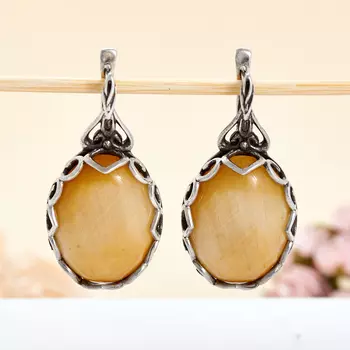 Серьги тигровый глаз (серебро 925 пр.)