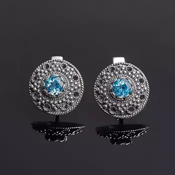 Серьги топаз голубой огранка (серебро 925 пр.)