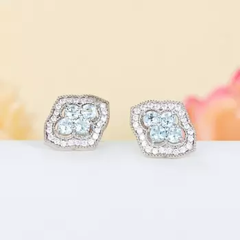 Серьги топаз голубой пуссеты огранка (серебро 925 пр.)