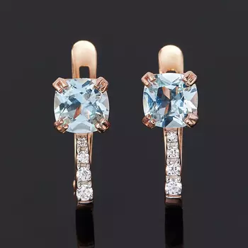 Серьги топаз голубой (серебро 925 пр. позолота) огранка