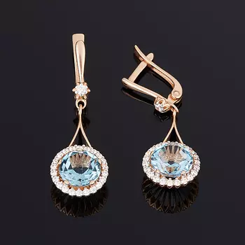 Серьги топаз голубой (серебро 925 пр. позолота) огранка