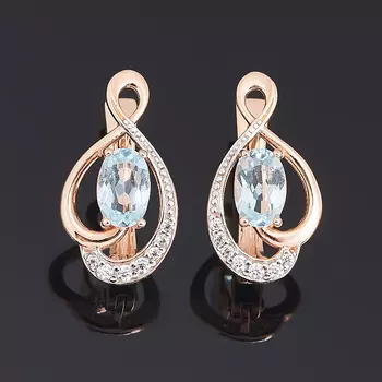 Серьги топаз голубой (серебро 925 пр. позолота) огранка