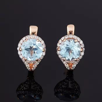 Серьги топаз голубой (серебро 925 пр. позолота) огранка