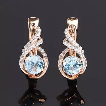 Серьги топаз голубой (серебро 925 пр. позолота) огранка