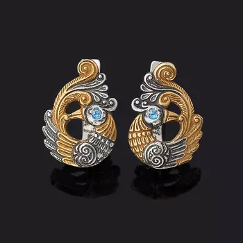 Серьги топаз голубой (серебро 925 пр. позолота) огранка