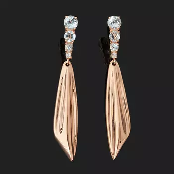 Серьги топаз голубой (серебро 925 пр. позолота) огранка