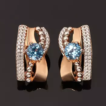 Серьги топаз голубой (серебро 925 пр. позолота) огранка