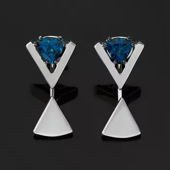 Серьги топаз лондон (серебро 925 пр. родир. бел., родир. черн.) пуссеты огранка