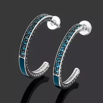 Серьги топаз лондон (серебро 925 пр. родир. бел., родир. черн., эмаль) пуссеты огранка