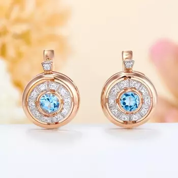 Серьги топаз swiss (серебро 925 пр. позолота) огранка