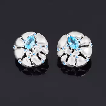 Серьги топаз swiss (серебро 925 пр. родир. бел.) огранка
