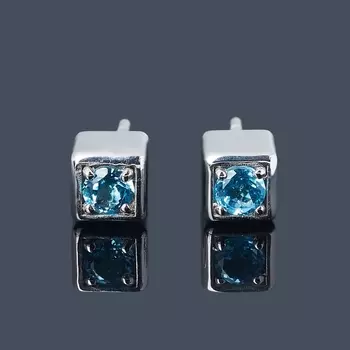 Серьги топаз swiss (серебро 925 пр. родир. бел.) пуссеты огранка