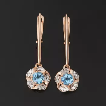 Серьги топаз swiss (серебро 925 пр. позолота) огранка