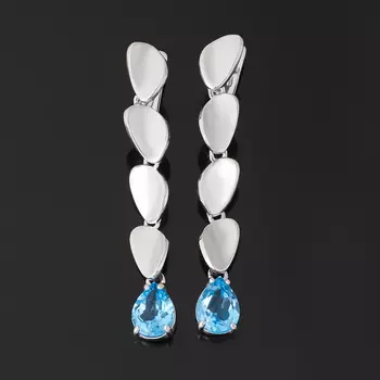 Серьги топаз swiss (серебро 925 пр. родир. бел.) огранка